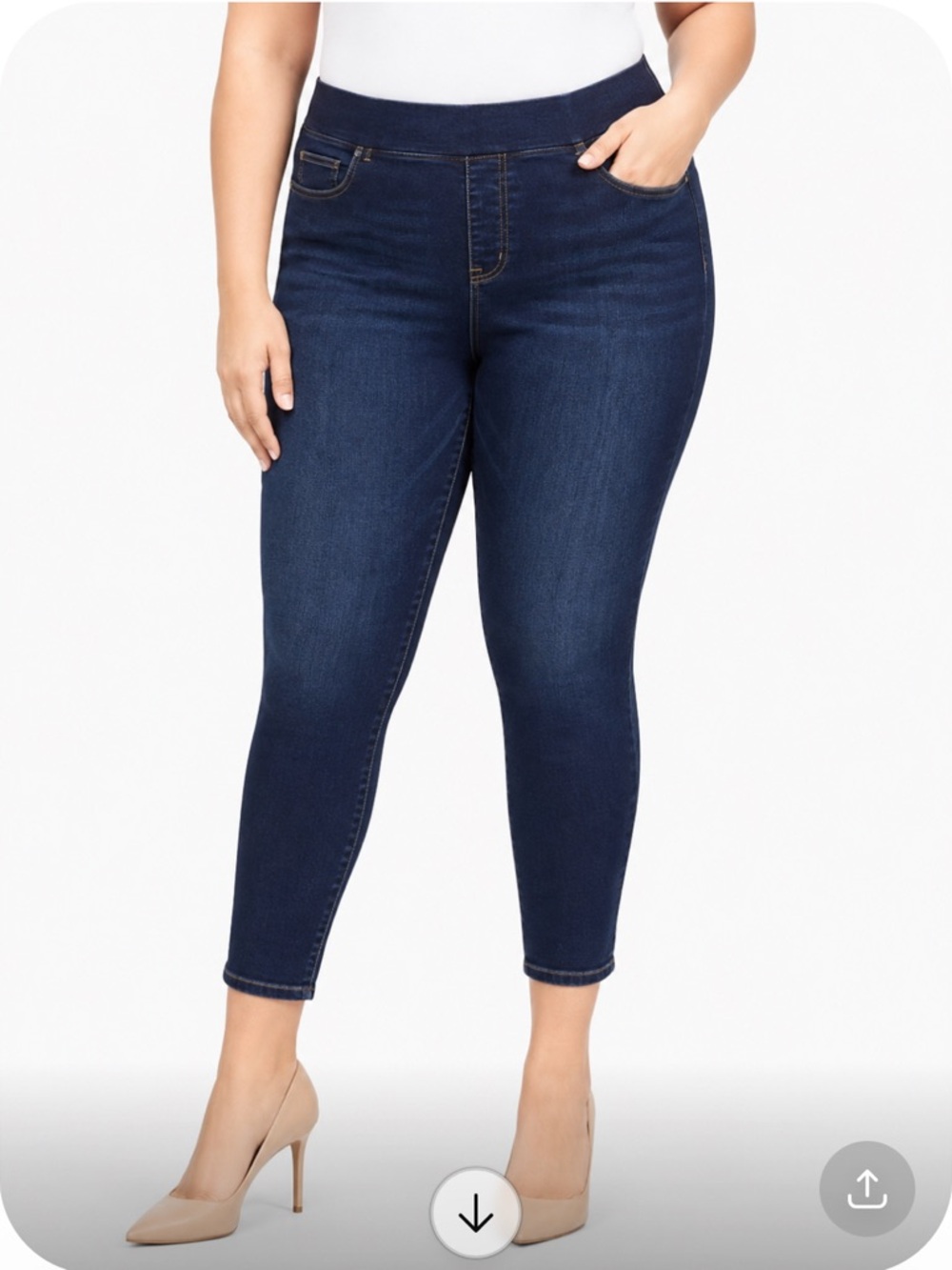 SPANX Skinny Ankle Pull-On Jeans – Size 2X – Dark Wash Stretch Denim